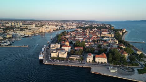 Aerial View of Zadar's Historic Peninsula and Harbor, Croatia