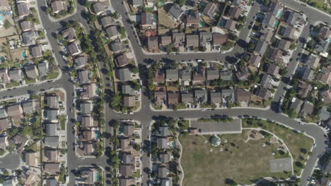 aerial - high drone shot of suburban neighborhood