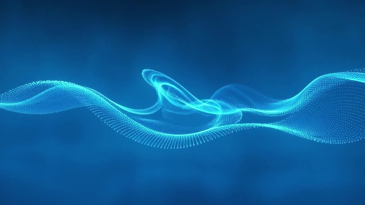 Abstract Digital Data Wave Formations in Blue