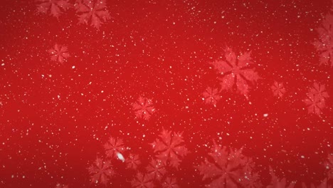 Digital-animation-of-snowflakes-falling-against-red-background-4k