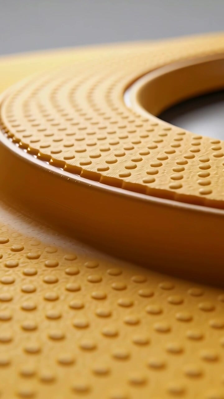 Vertical video: Panning camera revealing yellow circular object on gray table, showing raised dots