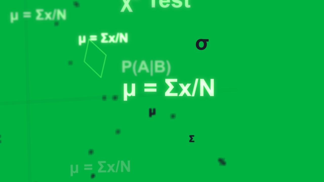 On transparent field X² Test starting neon labels pulsing marker rotating pointing to annotate mean