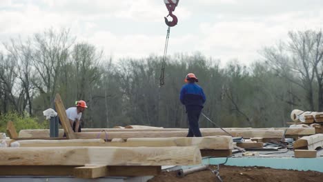 log cabin construction site