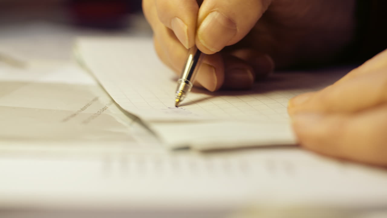 Senior Businessman Writing On Paper At Table In Office 33