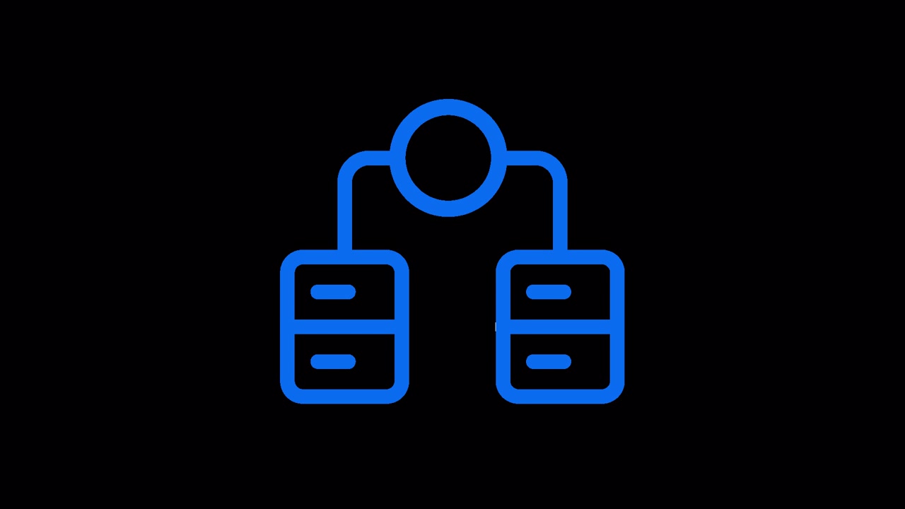 Animated Blue Network Diagram Icon on Black Background