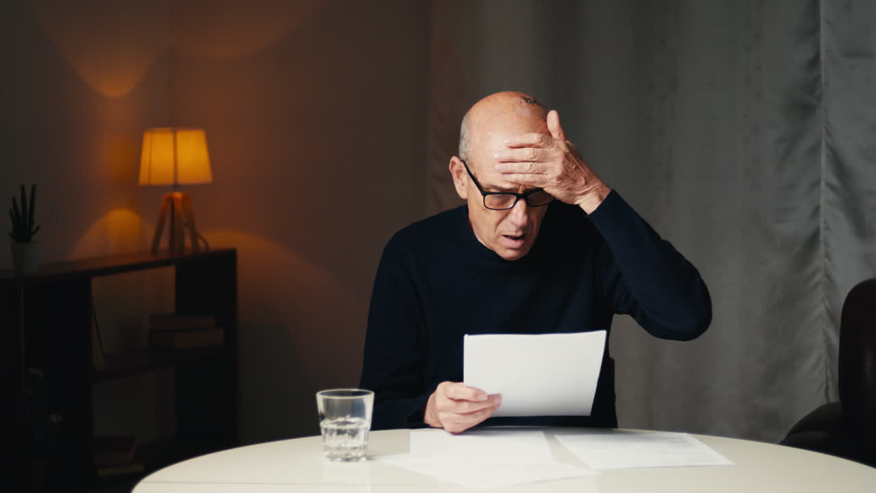 el hombre observa el aumento de las facturas