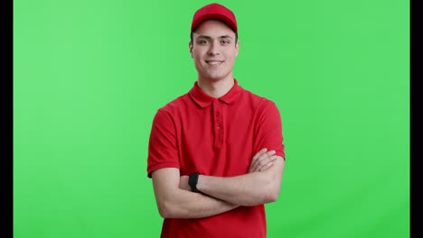 delivery person on green screen