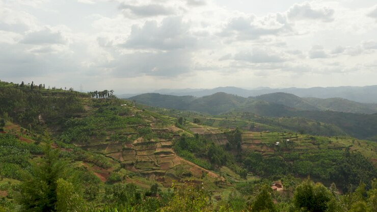 Ampia veduta delle montagne in Ruanda