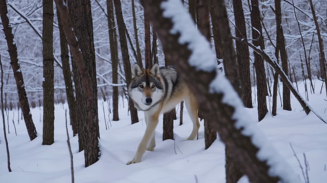 lobo en un bosque nevado