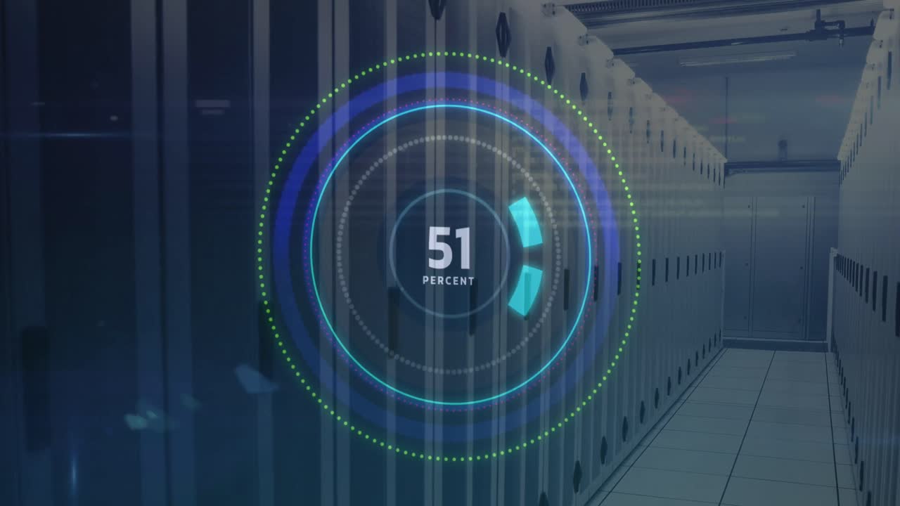 Animation of processing circle with numbers over servers