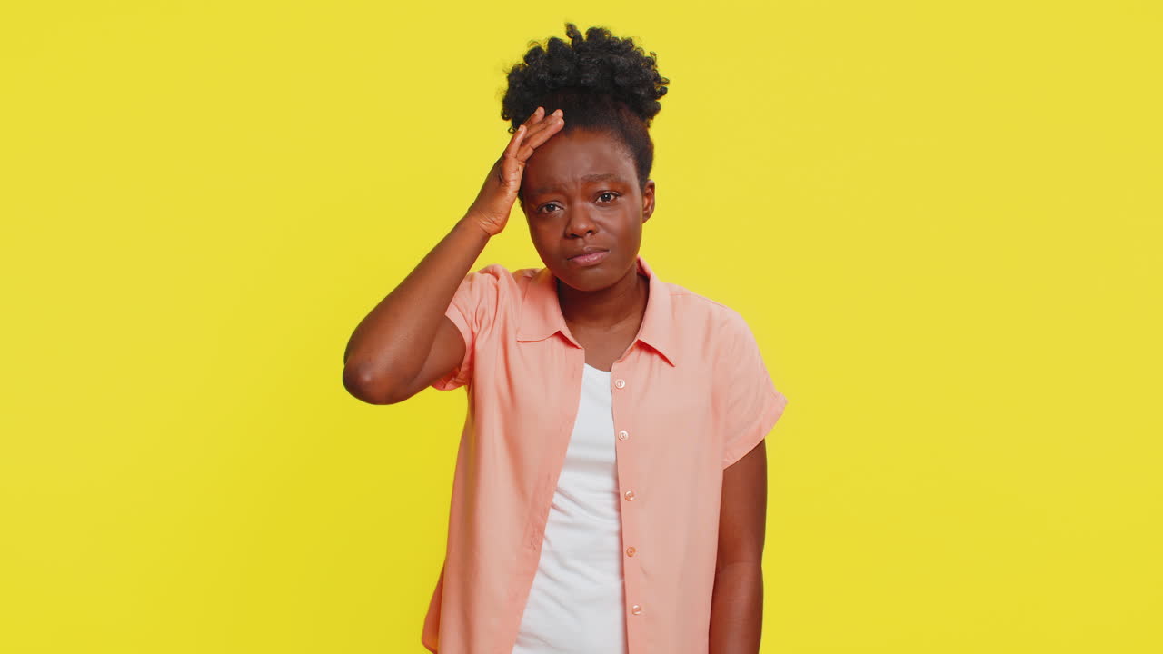 Sad young woman loses becoming surprised by lottery results bad fortune loss unlucky fortune news