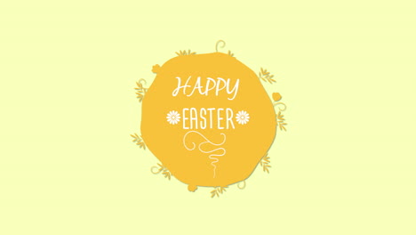 Animated-closeup-Happy-Easter-text-on-yellow-background