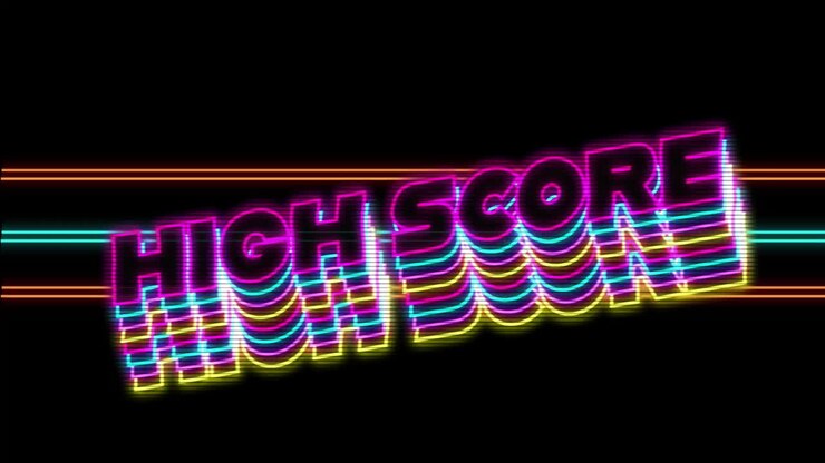 Animazione del testo "high score" su sfondo nero
