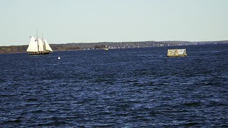schooner sailing in casco bay near portland, maine