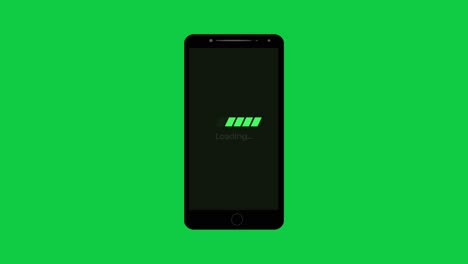 installing applications on the smartphone, upload successful icon, green screen