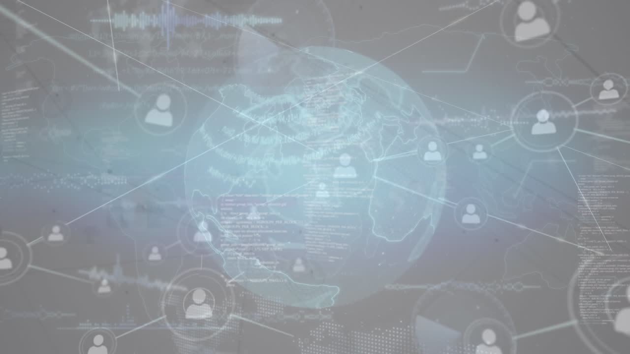 사람들과의 연결의 네트워크와 함께 지구의 애니메이션 아이콘