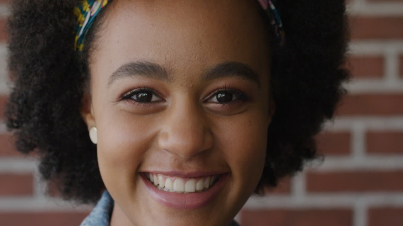 Portrait happy african american woman smiling