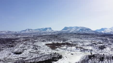 aerial view of swedish mountains and the lapponian gate