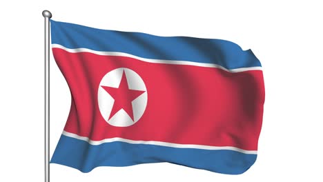 bandera de corea del norte con estructura de tela en el viento, con un canal alfa (semi-transparente, en bucle)
