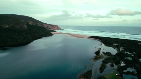 the beach and lagoon in natures valley