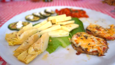 Close-up-of-serving-italian-antipasto