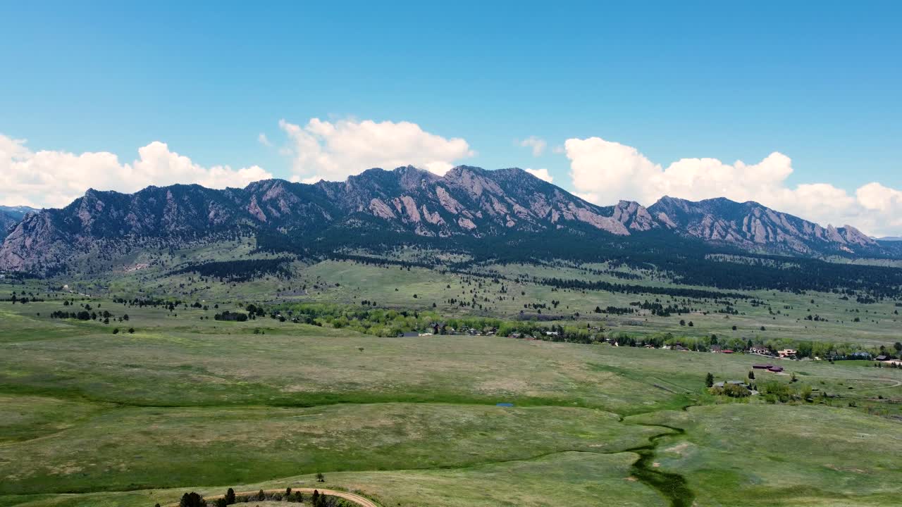 Drone shot of Boulder flatirons