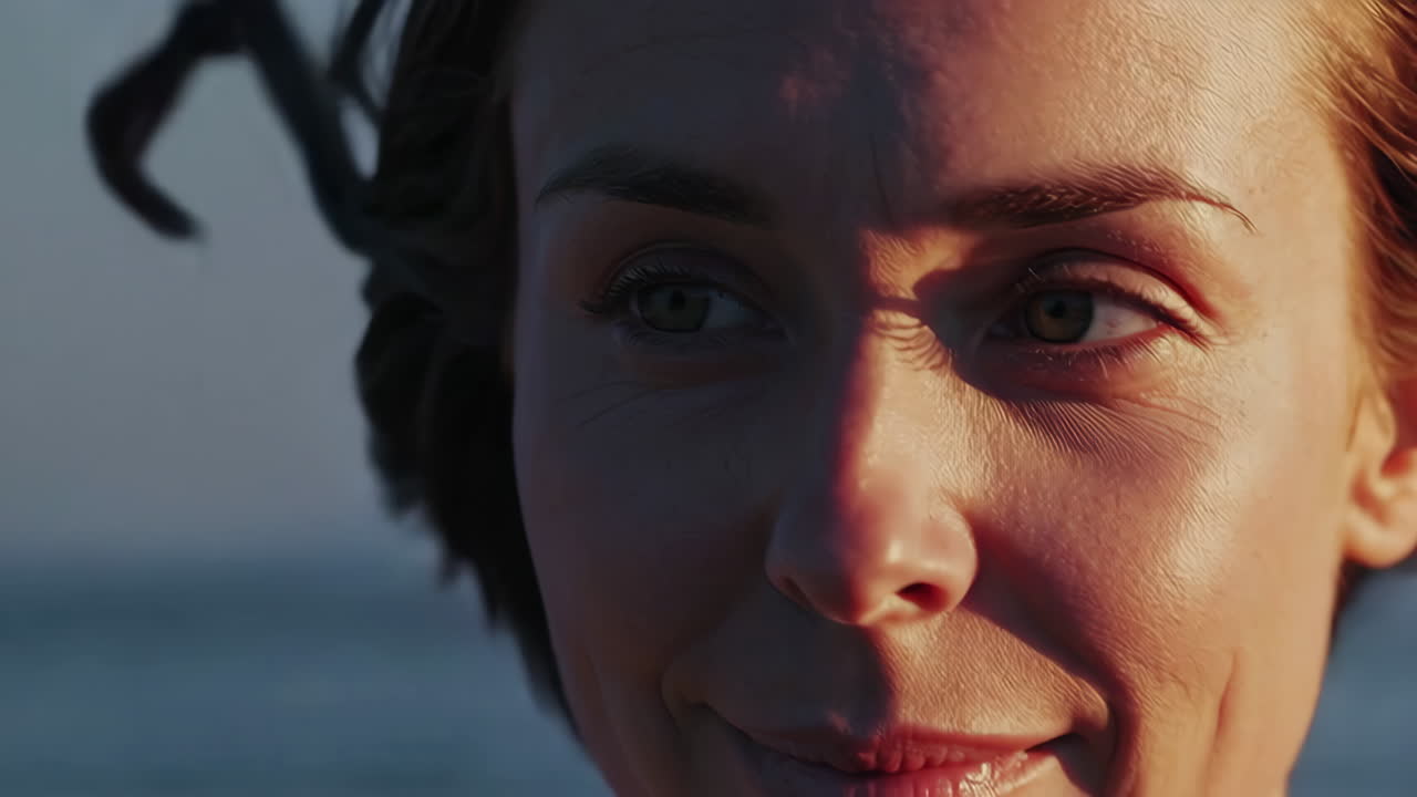 retrato de una mujer al atardecer