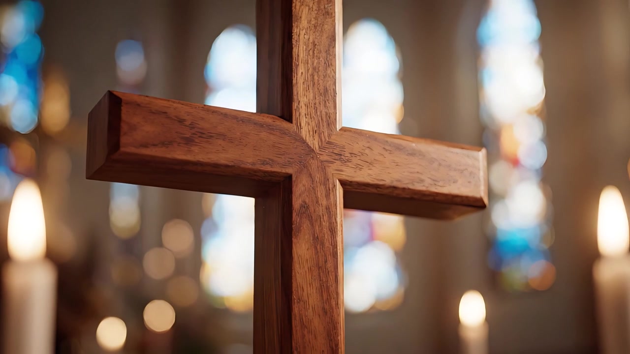 Christliches Kreuz Himmlisches Licht Anbetungshintergrund 4K