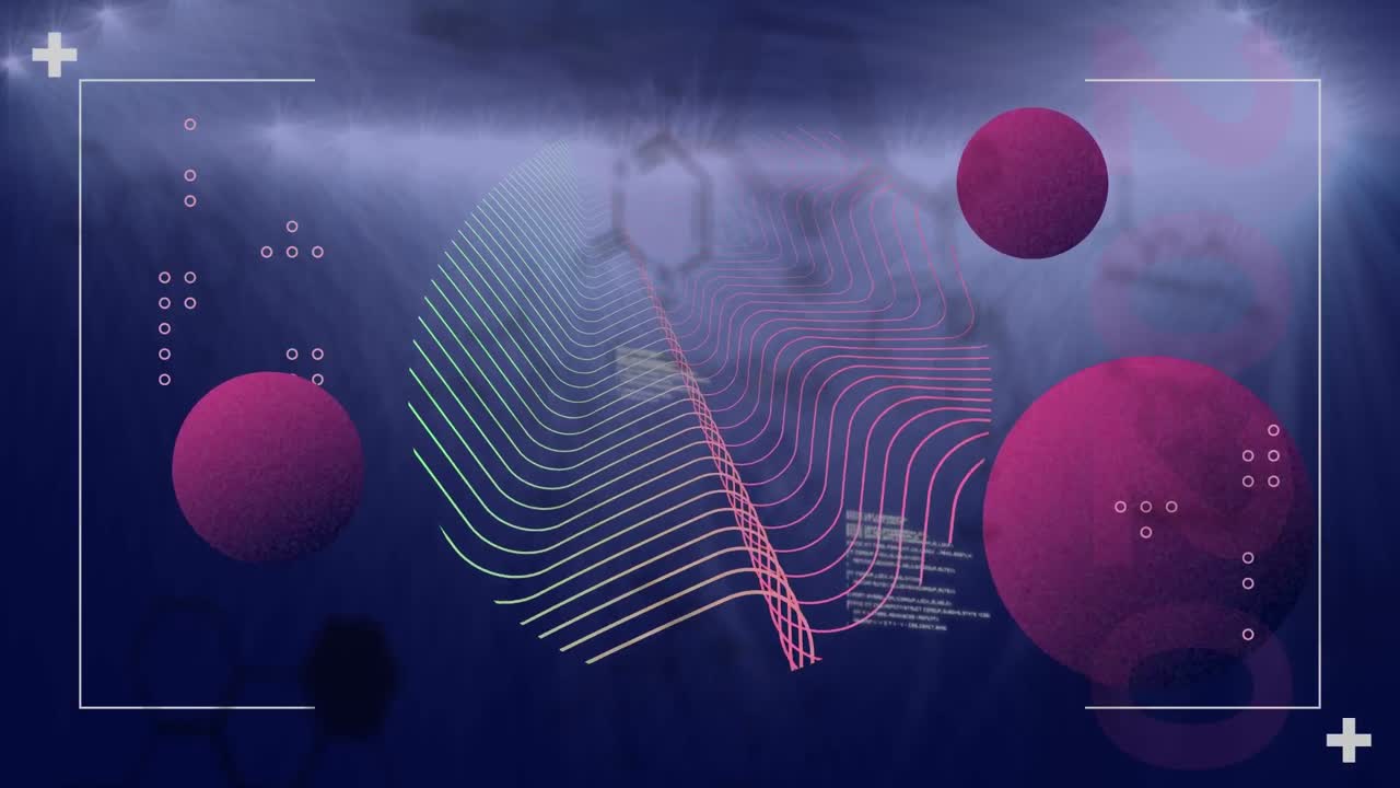 Animation of data processing with shapes over spots