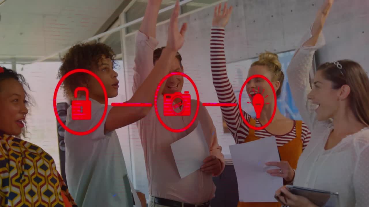 animación de la red de conexiones con iconos sobre colegas de negocios