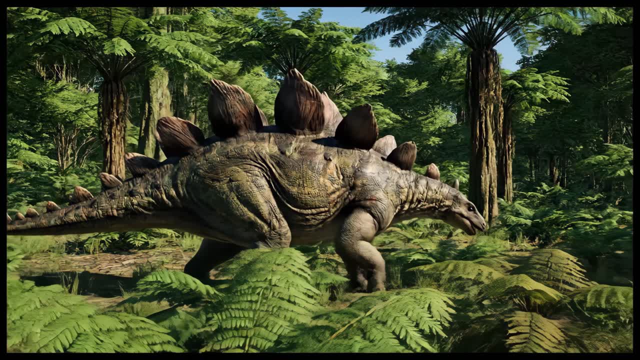 Stegosaurus in a Lush Prehistoric Forest