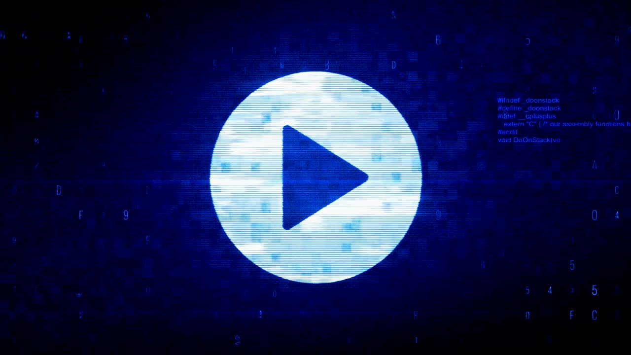 reproducir el símbolo de vídeo la animación de error de ruido de píxeles digitales.