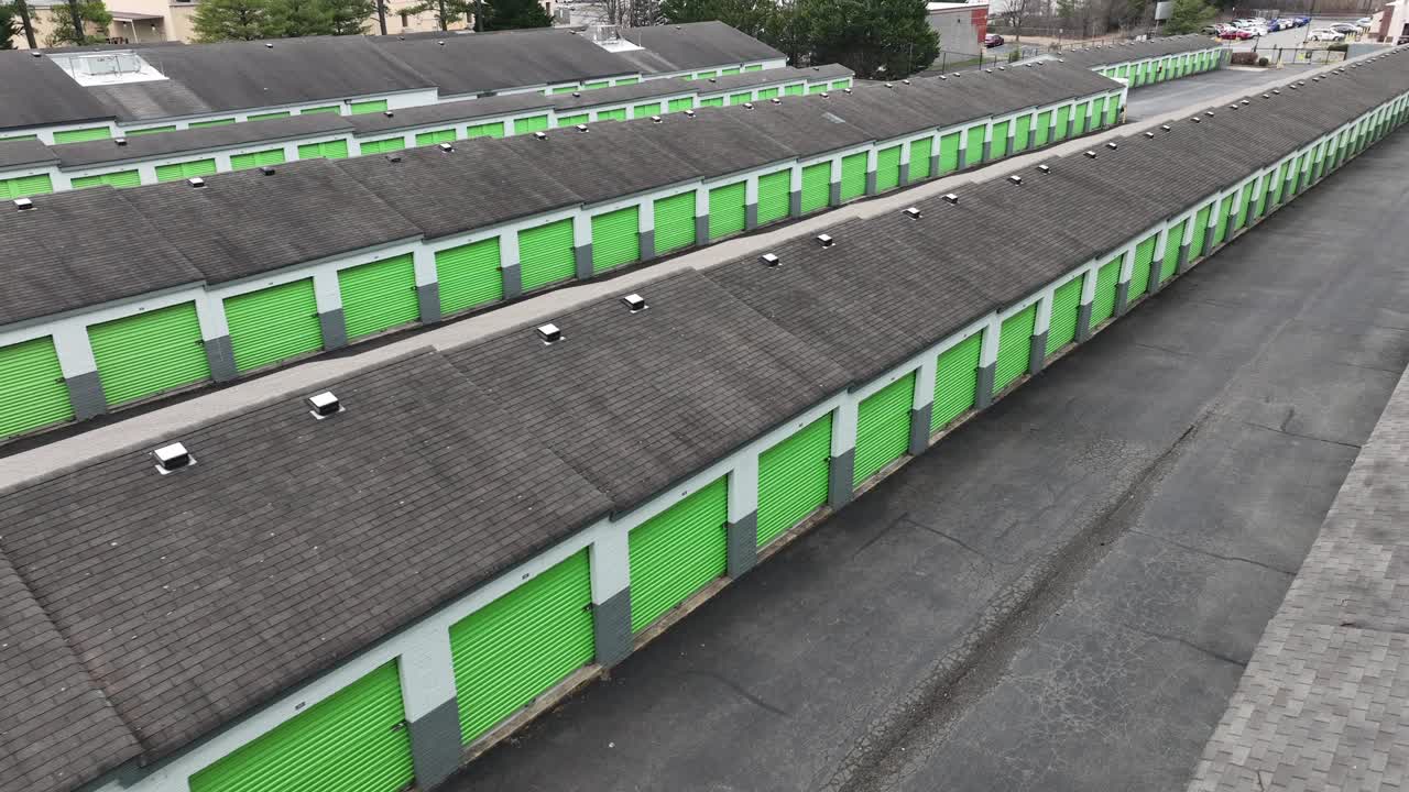Green Self Storage Garage Units In American Town