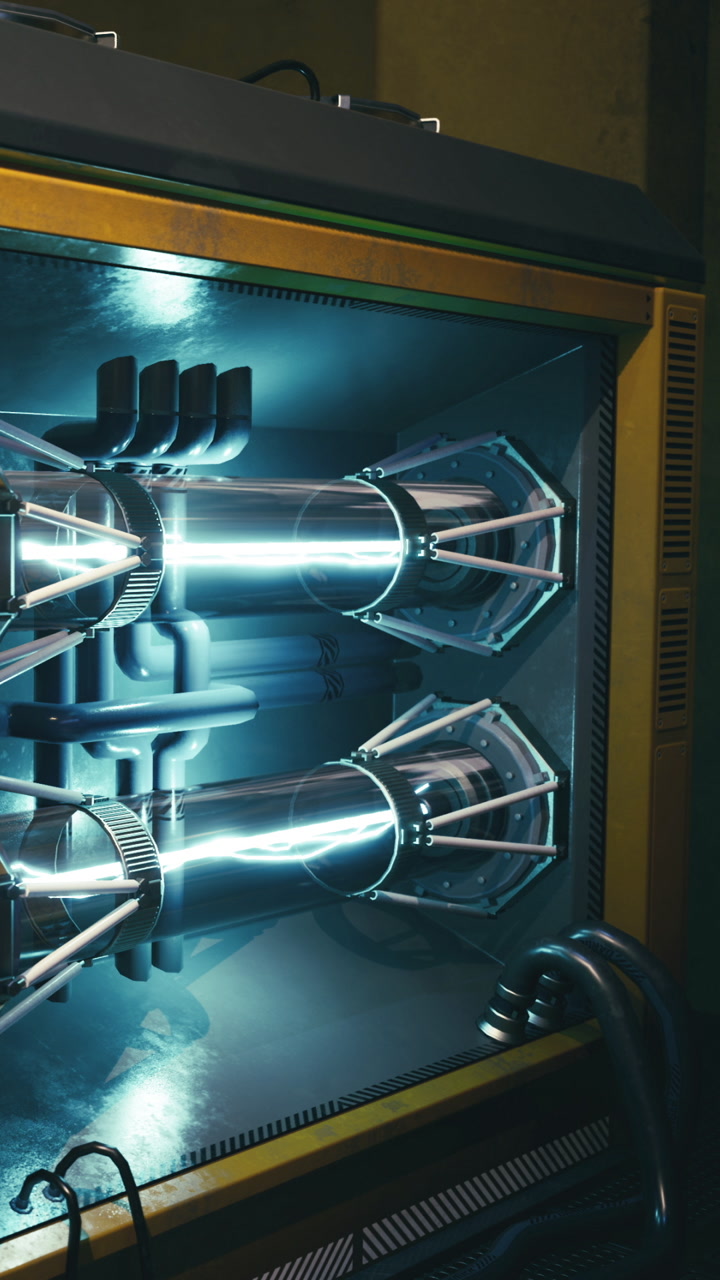 Futuristic technology showcases glowing machinery in a sci fi setting