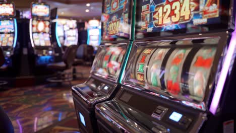 vibrant casino atmosphere captured in two frames showcasing classic slot machines and neon lights, highlighting the excitement of gaming experiences