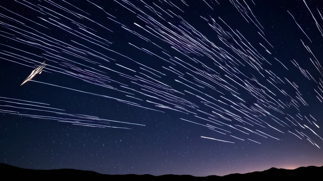 Star Trails over Mountains at Night