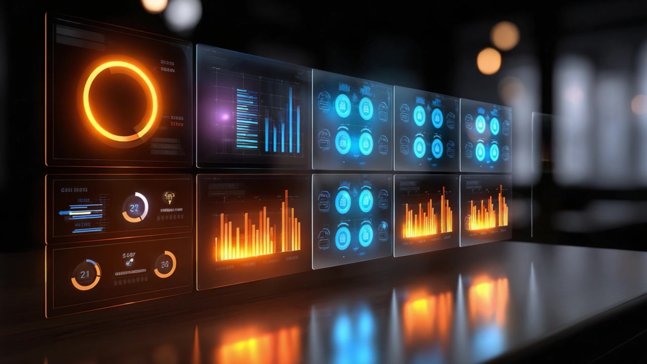 Modern Data Visualizations Displaying Dynamic Analytics, Charts, and Graphs in a Futuristic Presentation for Enhanced Business Insights and Data Understanding