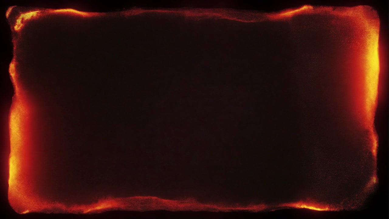 Glowing Red Particle Frame Overlay on Black Background
