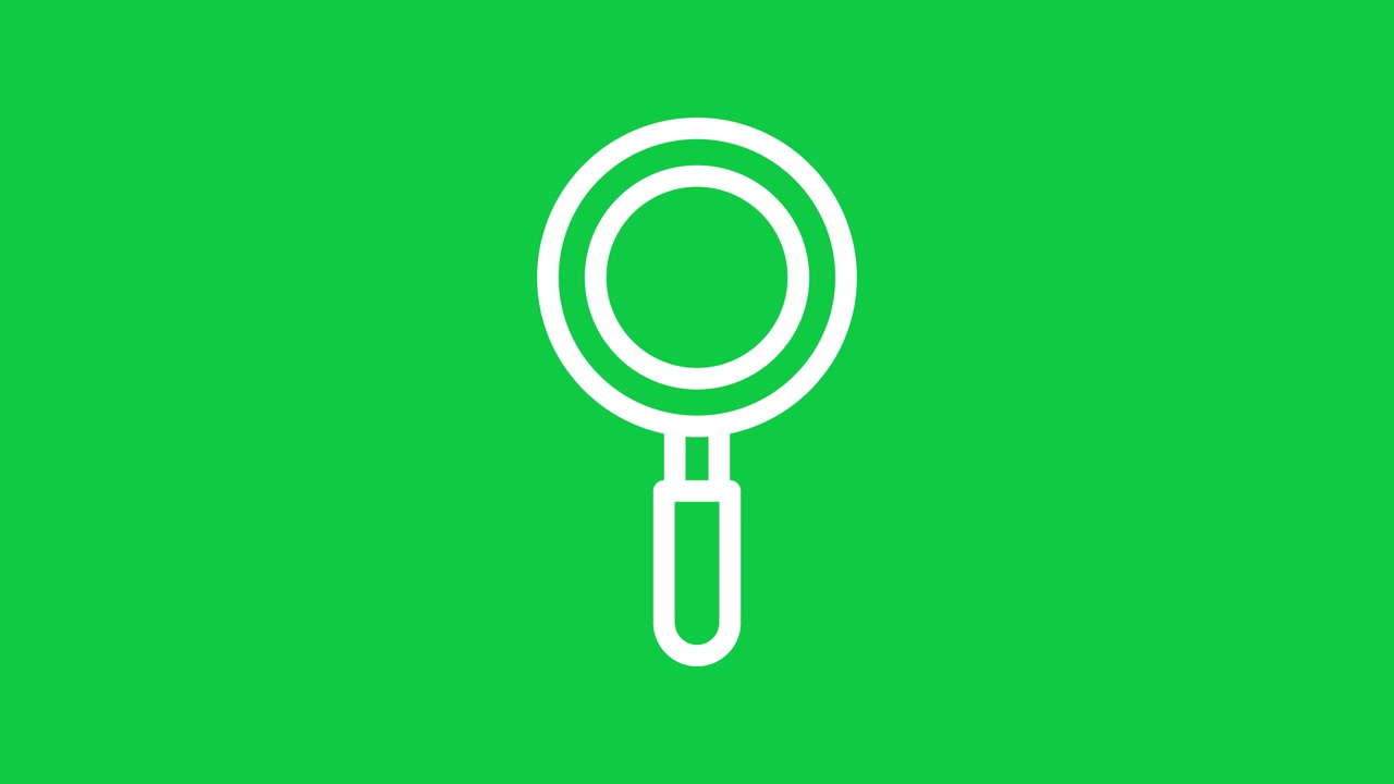 White Magnifying Glass Icon Animation on Green Screen