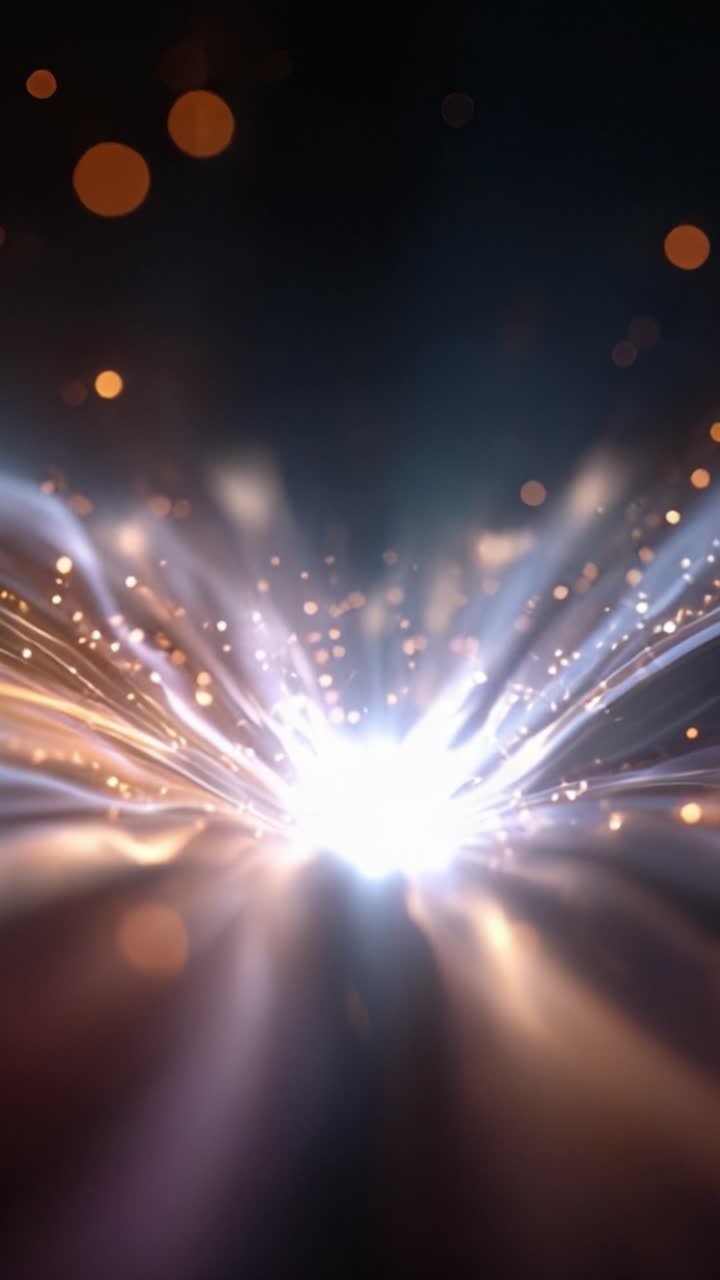 Esplosione di luce dinamica: una straordinaria esposizione di particelle astratte e colori vividi in un'esplosione ipnotizzante di energia e movimento catturata in due fotogrammi.