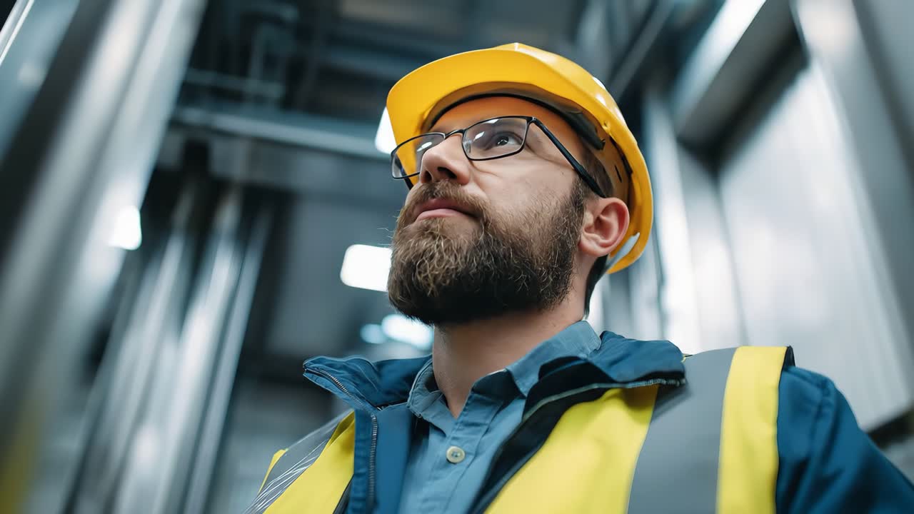operaio edile con elmetto di sicurezza e gilet giallo