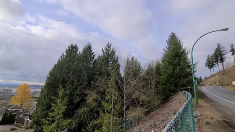 Viewpoint-Abbotsford-landscape-after-flood-disaster,-Panning-left,-British-Columbia,-Canada