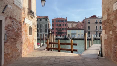 4k gimbal shot of grand canal and venetian architecture, venice, italy