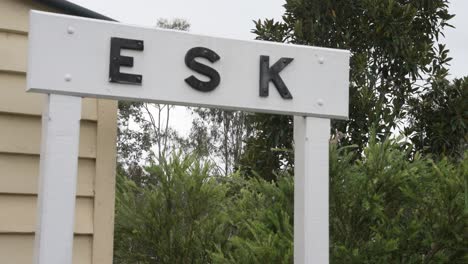 historic rail signage for the town of esk, located in queensland, australia