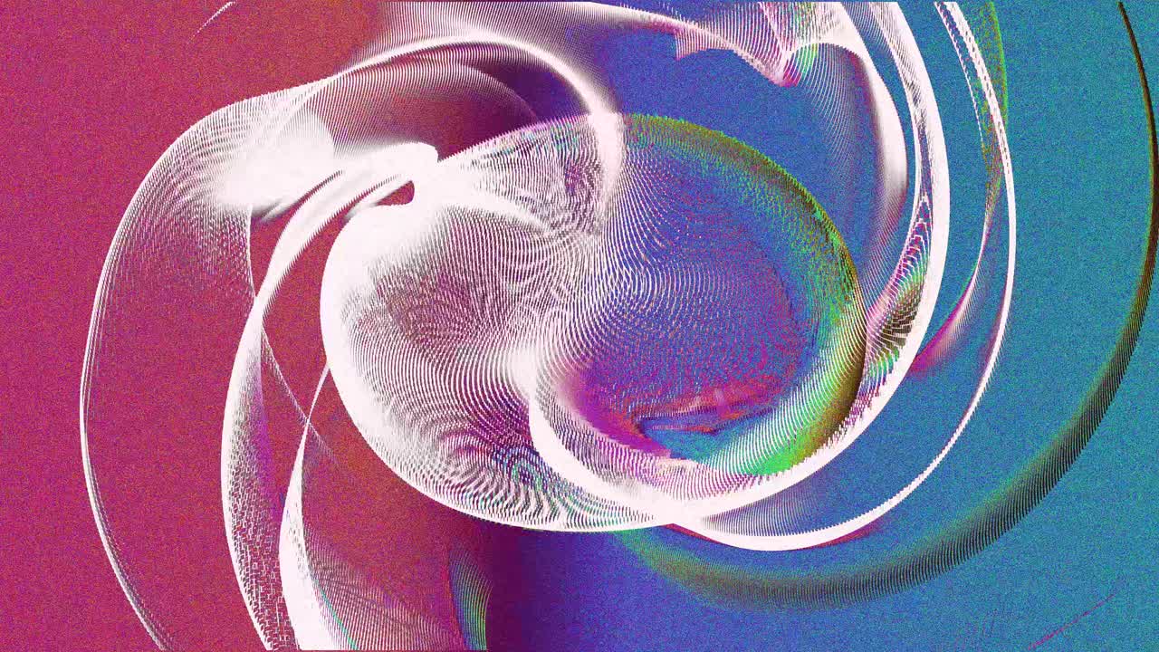 retro neon color vibrating visualiser loop, dj loop on red and blue gradient with bright green and pink detail with grain VHS stylisation