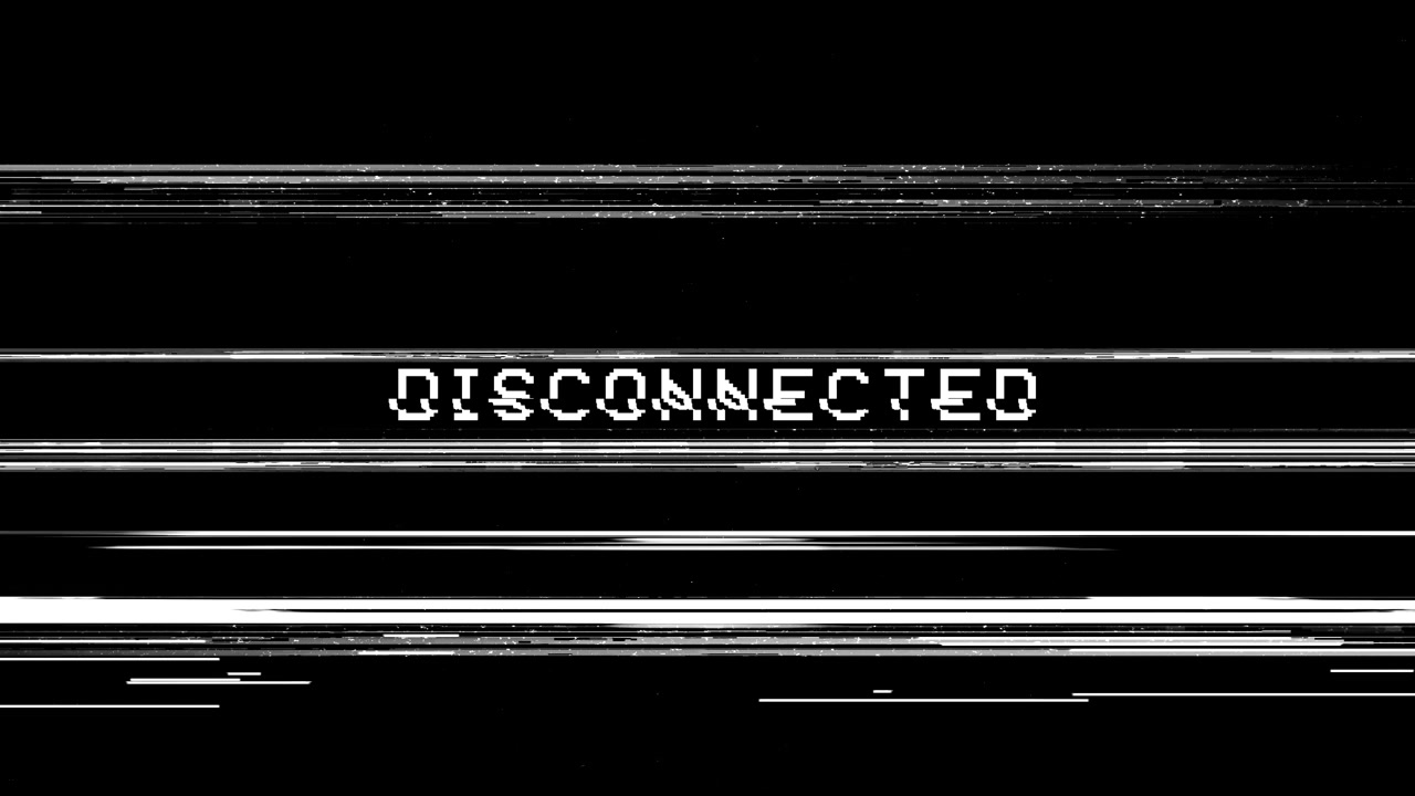 Glitching Disconnected Text on Black Screen with Static