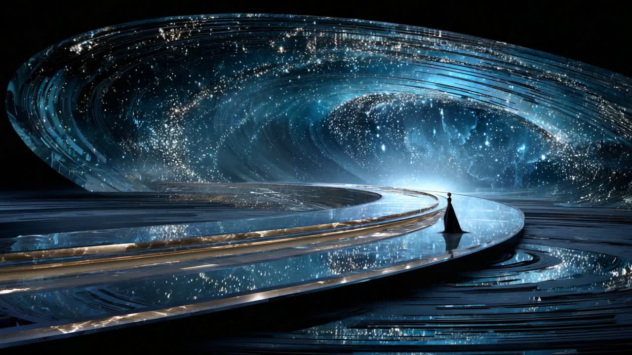 A mesmerizing journey through a cosmic landscape, where the shimmering stars and swirling galaxies converge in a spectacular display of beauty and wonder, inviting exploration and imagination