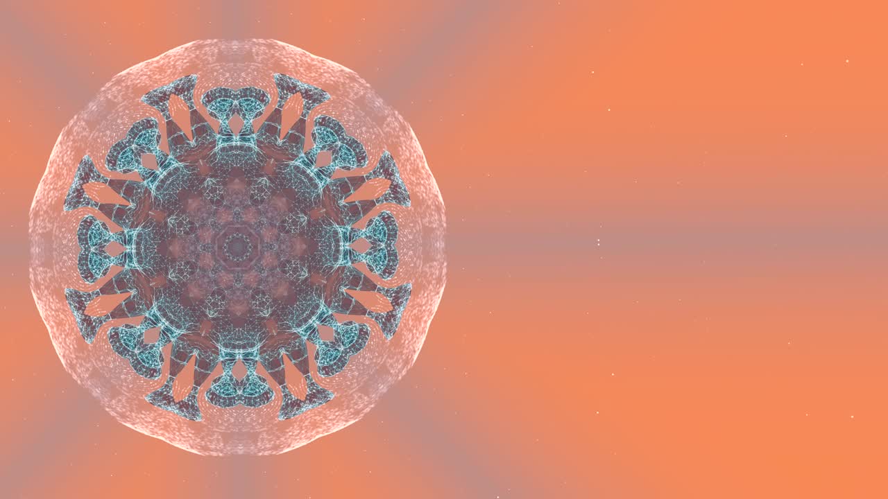 추상적인 디지털 글리치 아트 패턴, 파란색 색조, 오렌지색 배경의 경고 손상.