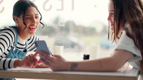 Frauen,-Café-Und-Smartphone