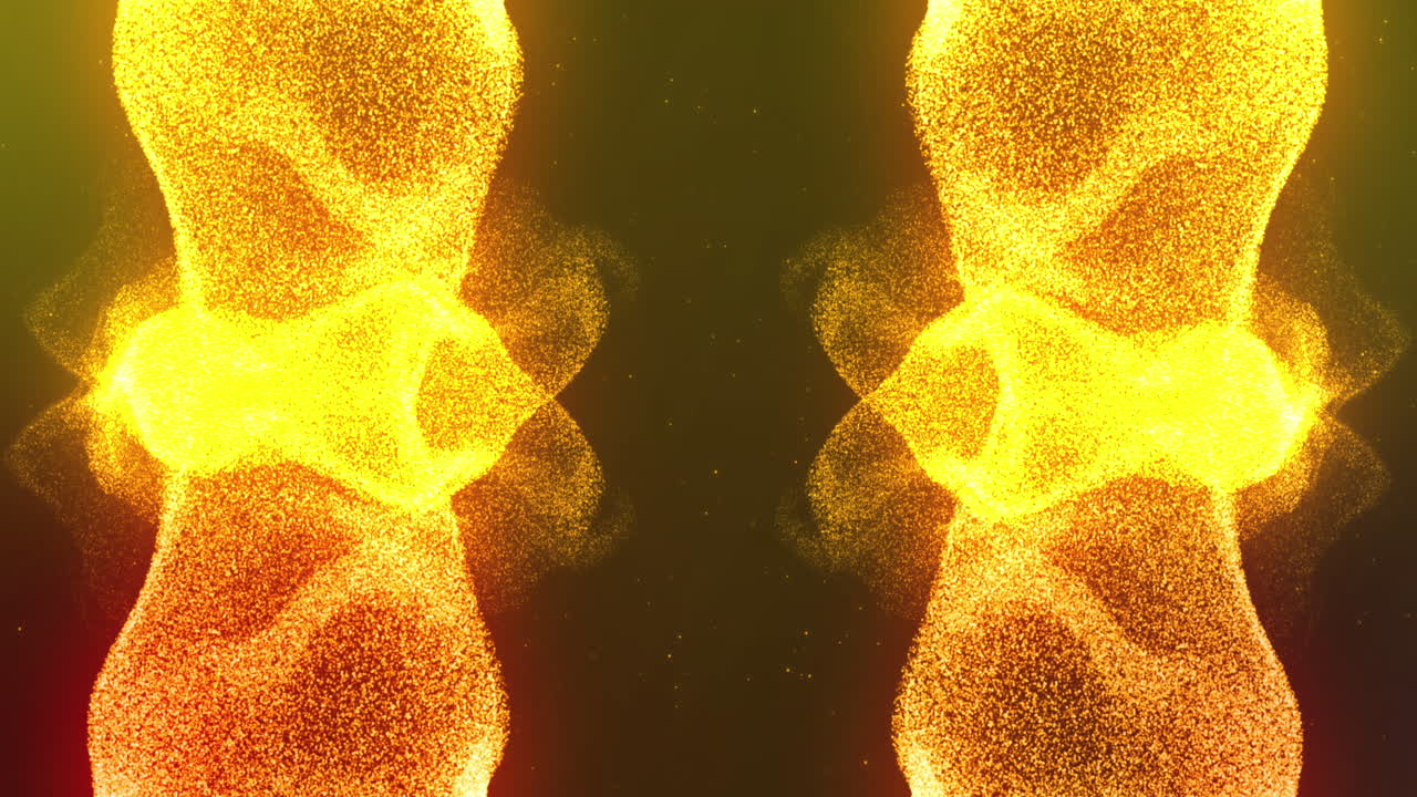 검은 바탕에서 움직이는 밝은 노란색 빛의 트레일의 애니메이션